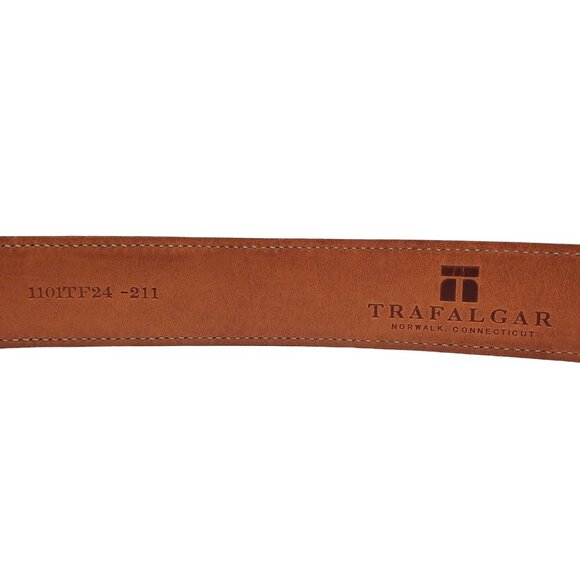 Trafalgar Size 38 Brown Italian Calfskin Leather Lizard Grain Belt Brass Buckle - Picture 4 of 10